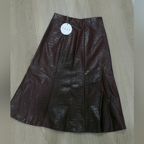 Luce Dresses & Skirts - Luce Burgundy leather Croc-Embossed Skirt
